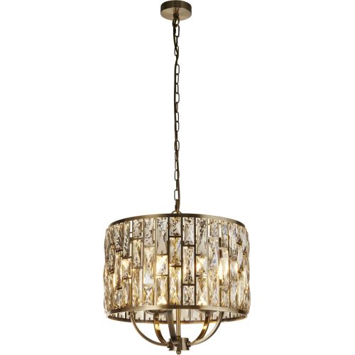 SEARCHLIGHT BIJOU 5LT PENDANT - ANTIQUE BRASS METAL & CHAMPAGNE GLASS