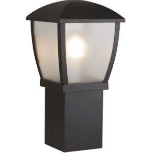 SEARCHLIGHT SEATTLE OUTDOOR POST - BLACK & CLEAR FROSTED PANELS, IP44