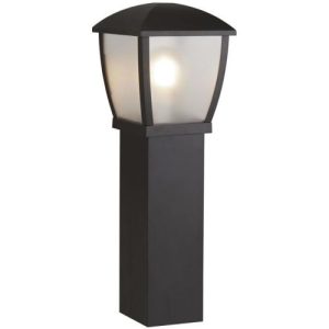 SEARCHLIGHT SEATTLE OUTDOOR POST - BLACK & CLEAR FROSTED PANELS, IP44