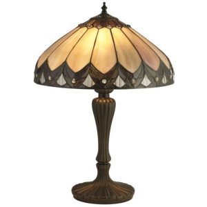 SEARCHLIGHT PEARL BRONZE/BLACK/CLEAR/BROWN/PURPLE TIFFANY TABLE LAMP