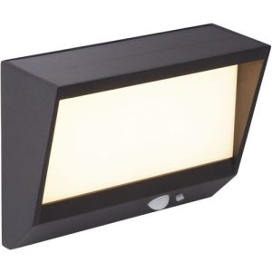 SEARCHLIGHT SOLAR OUTDOOR WALL LIGHT - BLACK METAL & WHITE POLYCARBONATE