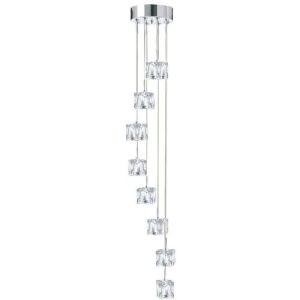 SEARCHLIGHT ICE CUBE 8LT 1.16M LED MULTI-DROP PENDANT - GLASS & CHROME