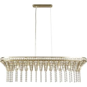 SEARCHLIGHT GEMMA 8LT BAR PENDANT - SATIN BRASS & CLEAR CRYSTAL