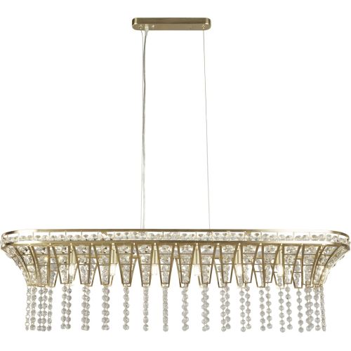 SEARCHLIGHT GEMMA 8LT BAR PENDANT - SATIN BRASS & CLEAR CRYSTAL