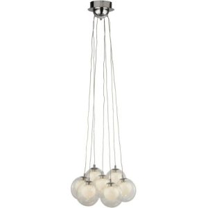 SEARCHLIGHT CLUSTER LED 7LT PENDANT - CHROME, CLEAR GLASS, CRYSTAL SAND