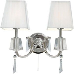 SEARCHLIGHT PORTICO 2LT WALL LIGHT - CHROME METAL & GLASS