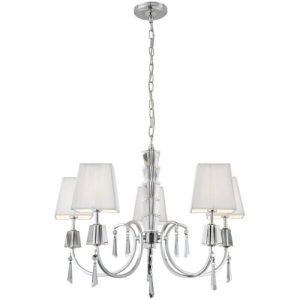 SEARCHLIGHT PORTICO 5LT CEILING PENDANT- CHROME/ACRYLIC & STRING SHADES