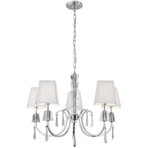SEARCHLIGHT PORTICO 5LT CEILING PENDANT- CHROME/ACRYLIC & STRING SHADES