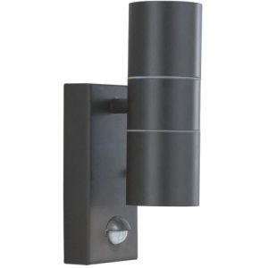 SEARCHLIGHT METRO LED 2LT OUTDOOR WALL LIGHT - SILK BLACK & GLASS