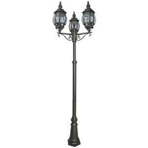 SEARCHLIGHT BEL AIRE 220CM 3LT OUTDOOR POST - SILK BLACK & GLASS, IP44