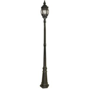 SEARCHLIGHT BEL AIRE 221CM OUTDOOR POST - SILK BLACK & GLASS, IP44