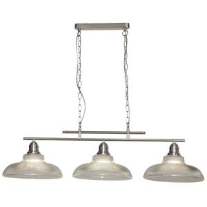 SEARCHLIGHT BISTRO III 3LT BAR PENDANT - SATIN SILVER METAL