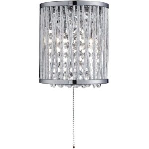 SEARCHLIGHT ELISE 2LT WALL LIGHT - CHROME & CLEAR CRYSTAL