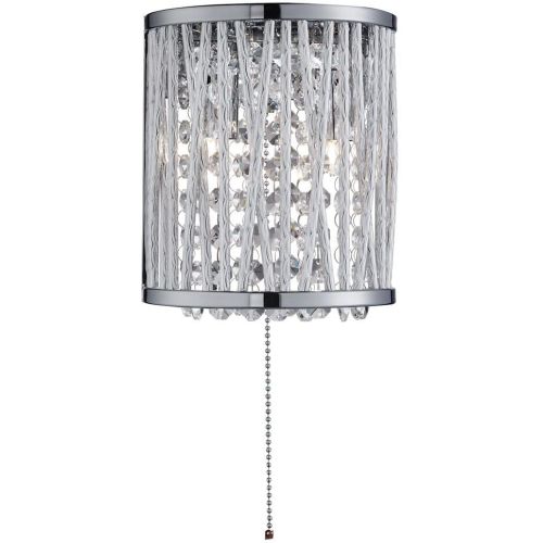 SEARCHLIGHT ELISE 2LT WALL LIGHT - CHROME & CLEAR CRYSTAL