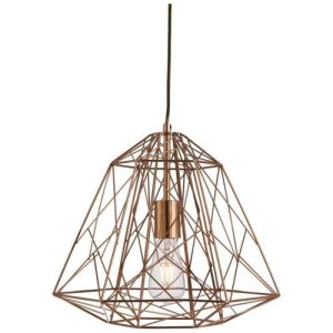 SEARCHLIGHT GEOMETRIC CAGE CEILING PENDANT - SHINY COPPER