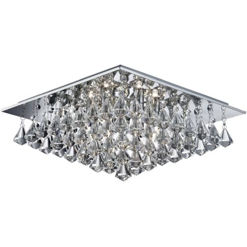 SEARCHLIGHT HANNA 6LT FLUSH CHROME WITH CLEAR CRYSTAL PYRAMID DROPS