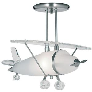 SEARCHLIGHT NOVELTY AIRPLANE CEILING PENDANT - METAL, ACRYLIC & GLASS
