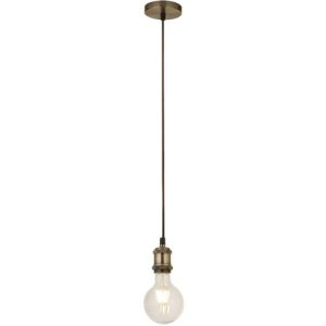 SEARCHLIGHT ANTIQUE BRASS 1LT CABLE SUSPENSION - 1.5M BROWN CABLE