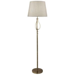 SEARCHLIGHT VEGAS LED FLOOR LIGHT - ANTIQUE BRASS & OATMEAL SHADE