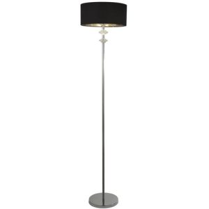 SEARCHLIGHT ONTARIO FLOOR LAMP - CHROME & BLACK SHADE