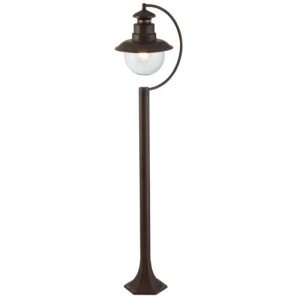 SEARCHLIGHT STATION 1100MM OUTDOOR GARDEN POST- BROWN METAL & GLASS,IP44