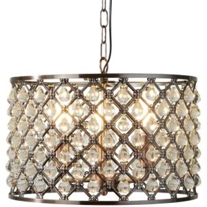 SEARCHLIGHT MARQUISE 3LT DRUM PENDANT - ANTIQUE COPPER & GLASS