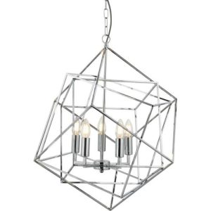 SEARCHLIGHT CUBE 5LT PENDANT CEILING LIGHT - POLISHED CHROME