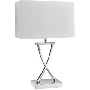 SEARCHLIGHT CLUB TABLE LAMP - CHROME BASE & FABRIC SHADE