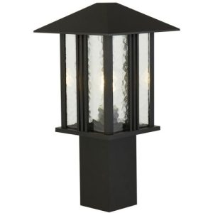 SEARCHLIGHT VENICE 450MM OUTDOOR POST- BLACK METAL WITH WATER GLASS,IP44