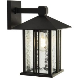 SEARCHLIGHT VENICE OUTDOOR WALL LIGHT -BLACK WITH WATER GLASS, IP44
