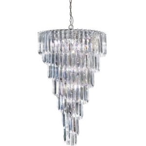 SEARCHLIGHT SIGMA 9LT CHANDELIER - CHROME & CLEAR ACRYLIC RODS