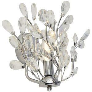 SEARCHLIGHT BOUQUET 7LT WALL LIGHT - CHROME & CRYSTAL GLASS