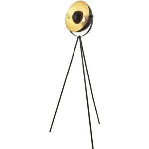 SEARCHLIGHT BLINK TRIPOD FLOOR LAMP - MATT BLACK WITH GOLD INTERIOR