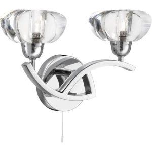 SEARCHLIGHT SCULPTURED ICE II 2LT WALL LIGHT - CHROME & GLASS