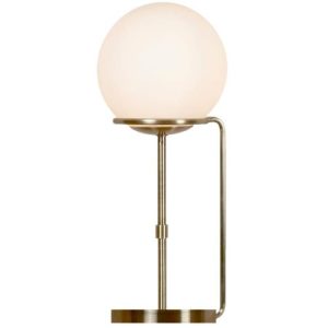 SEARCHLIGHT SPHERE TABLE LAMP - ANTIQUE BRASS WITH OPAL GLASS SHADE