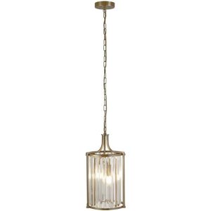 SEARCHLIGHT VICTORIA 2LT PENDANT, ANTIQUE BRASS WITH CRYSTAL GLASS