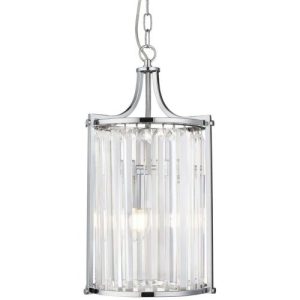 SEARCHLIGHT VICTORIA 2LT CEILING PENDANT - CHROME & CRYSTAL GLASS