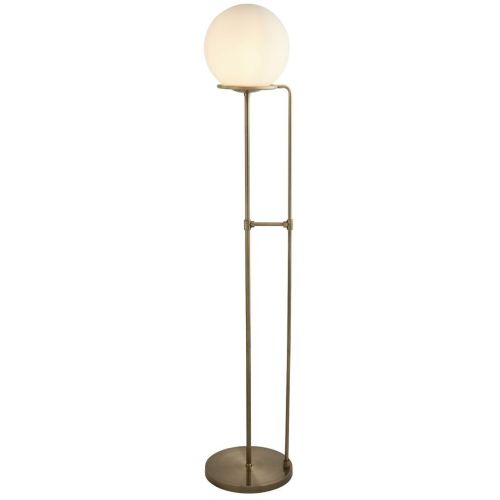 SEARCHLIGHT SPHERE FLOOR LAMP - ANTIQUE BRASS WITH OPAL GLASS SHADE