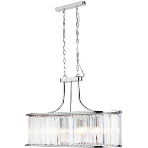 SEARCHLIGHT VICTORIA 5LT CEILING PENDANT - CHROME & CRYSTAL GLASS
