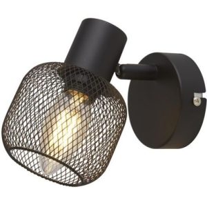 SEARCHLIGHT MESHY CAGE SPOTLIGHT WALL LIGHT - BLACK METAL