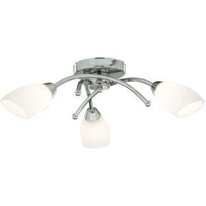 SEARCHLIGHT OPERA 3LT FLUSH CEILING LIGHT -CHROME & OPAL GLASS