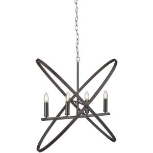 SEARCHLIGHT HOOPLA 4LT CEILING PENDANT - PEWTER METAL