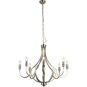 SEARCHLIGHT LODGE 8LT PENDANT - SATIN SILVER METAL