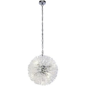 SEARCHLIGHT SUNBURST 7LT PENDANT - CHROME METAL & GLASS BEADS