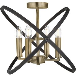 SEARCHLIGHT HOOPLA 4LT SEMI-FLUSH CEILING LIGHT - BRONZE METAL
