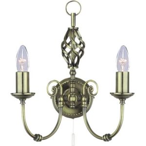 SEARCHLIGHT ZANZIBAR 2LT WALL LIGHT -ANTIQUE BRASS
