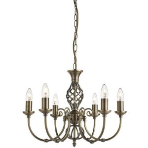 SEARCHLIGHT ZANZIBAR 6LT CEILING PENDANT - ANTIQUE BRASS