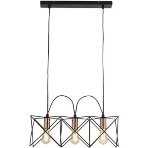 SEARCHLIGHT ANTHEA 3LT FRAME CEILING PENDANT - BLACK METAL & COPPER