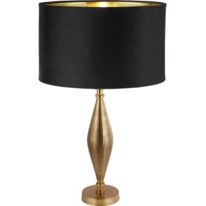 SEARCHLIGHT RYE TABLE LAMP - ANTIQUE BRASS METAL & BLACK VELVET SHADE