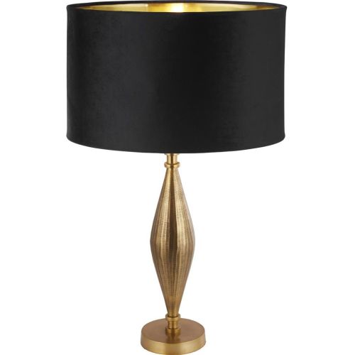 SEARCHLIGHT RYE TABLE LAMP - ANTIQUE BRASS METAL & BLACK VELVET SHADE